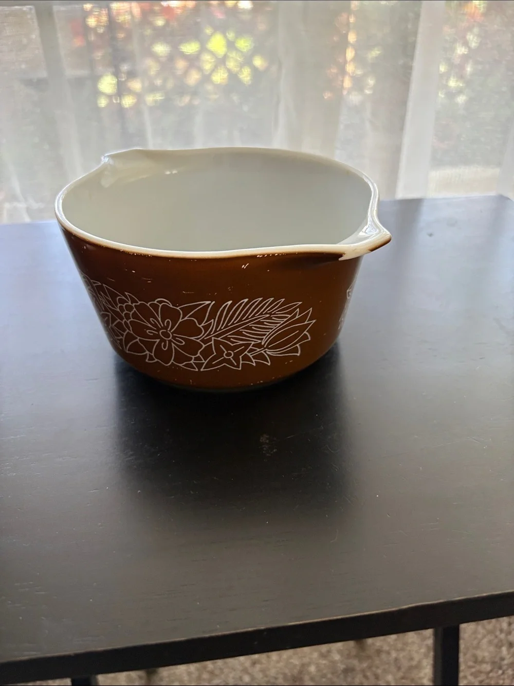 Vintage Brown Floral Mixing Bowl - Home Kitchen Pyrex